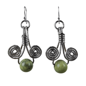 Aretes de plata y serpentinita